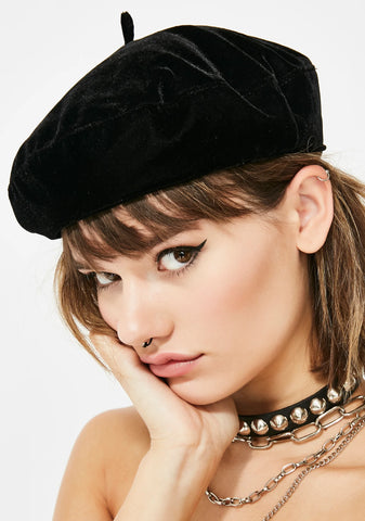 Midnight Lipstick Lullaby Velvet Beret