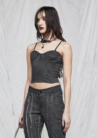 Synth Washed Bustier With Raw Edge Detail