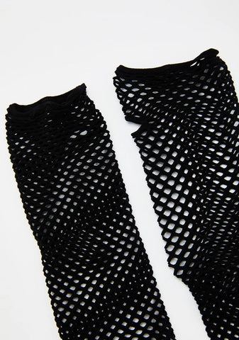 Midnight Enchanted Siren Fishnet Gloves