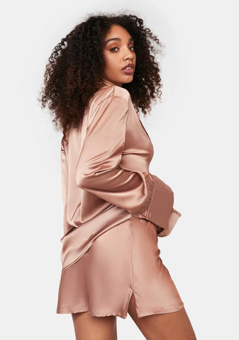 Take A Chance Satin Skirt Set