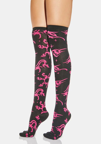Cosmic Ink Thigh High Socks