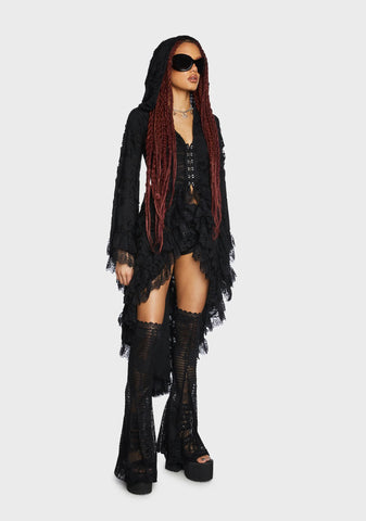 Mess Of Me Distressed Duster - Black