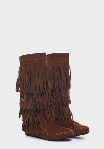 Tan No Playtime Fringe Boots