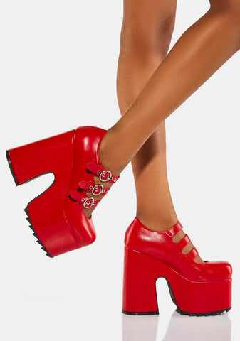 Red Safety Platform Heels