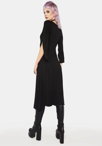 Round Neck Drip Sleeve Knit Dress