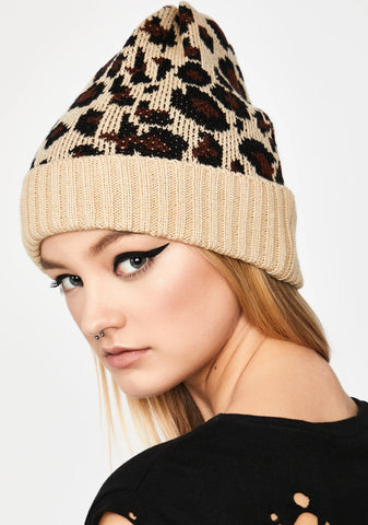 Fierce Winter Leopard Beanie