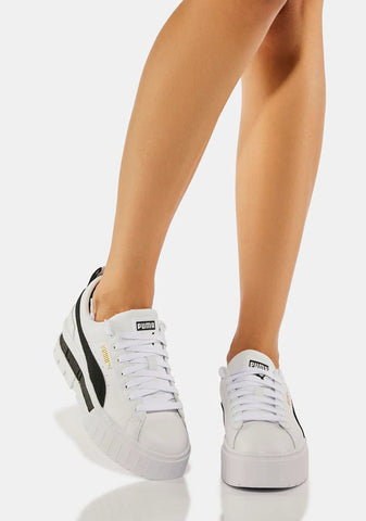 Mayze White Leather Platform Sneakers