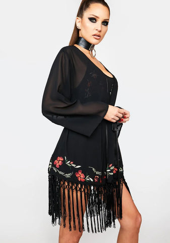 X Bettie Page Embroidered Robe