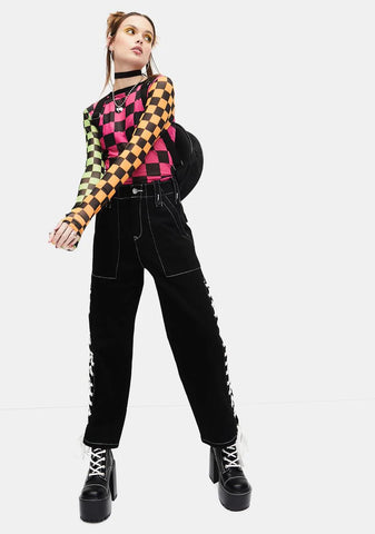 Reality In Motion Checkered Mesh Top