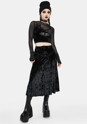 Darkest Romance Velvet Midi Skirt