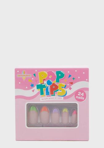 Ride The Rainbow Coffin Shaped False Nails