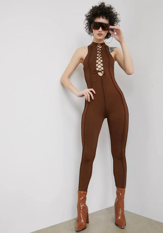 Drive Me Wild Lace-Up Jumpsuit