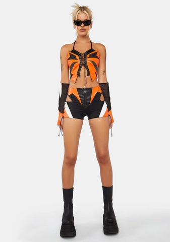 Orange Nasty Moto Shorts