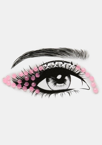 Pink Winged Rhinestone Face Gems