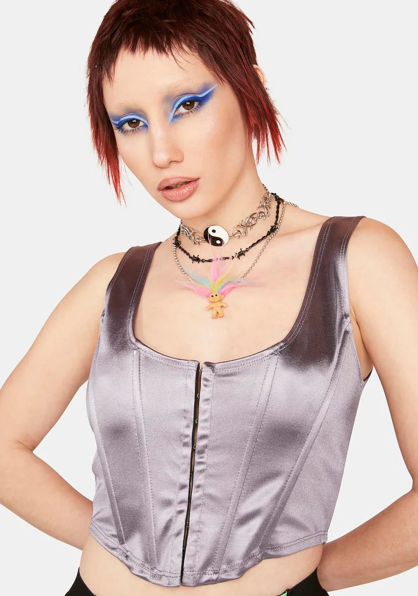 Slate A Masterpiece Satin Corset