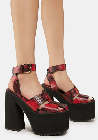 Red Lyric Platform Heels