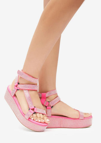 Blush On The Runway Strappy Platform Sandals