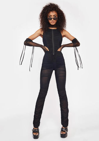 Tear U Apart Ruched Catsuit