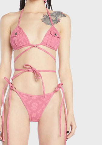 Pink Monogram Denim Bra Top