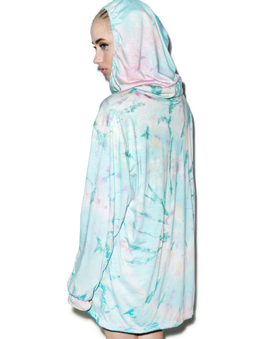 Metallic Tie Dye Hooded Shirt