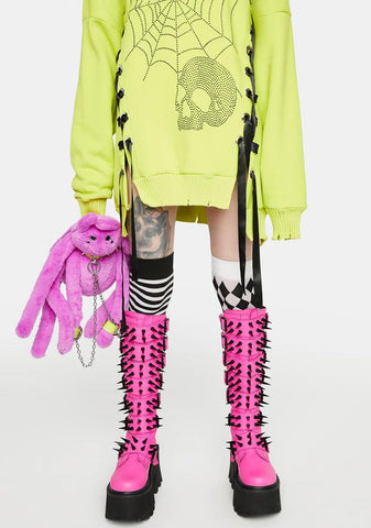 Sugar Coated Sins Spiked Knee High Boots