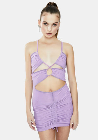 Lilac Please Ruched Mini Dress