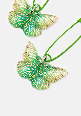 Sage Flutter Flirt Butterfly Safety Pin Earrings