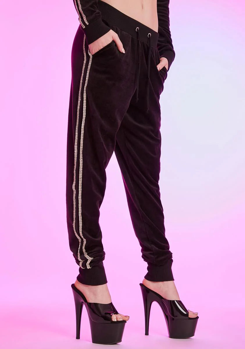 Chasing Checks Rhinestone Trim Joggers
