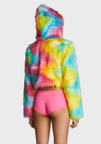 Light Up Crop Fur Jacket