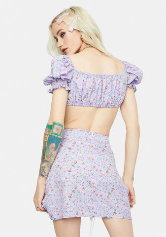 Vacation Made Floral Ribbon Tie Skirt Set