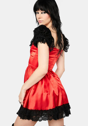 Fiery Bad Meets Evil Satin Mini Dress