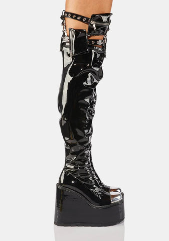 Patent Heathen Thigh High Boots