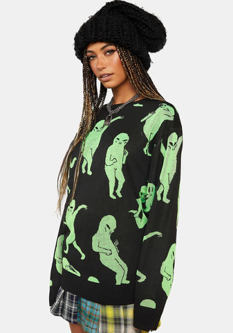Alien Dance Party Knit Sweater