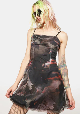 Waste Soil Series Printed Slip Dress
