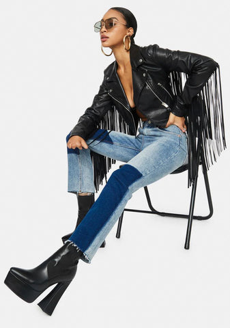 Double Take Patchwork Denim Jeans