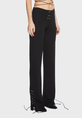 Hook-And-Eye Lace-Up Pants
