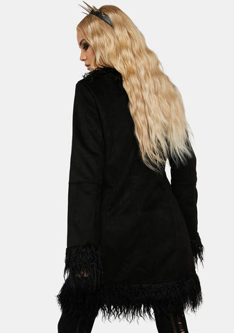 Night Rose Embroidered Suede Coat