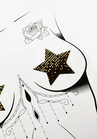 DK X Neva Nude Holo Mesh Star Pasties