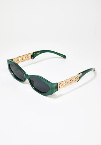 Green Ruby Gold Chain Sunglasses