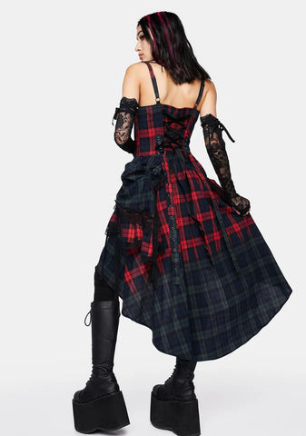 Pink Blue Plaid Dress