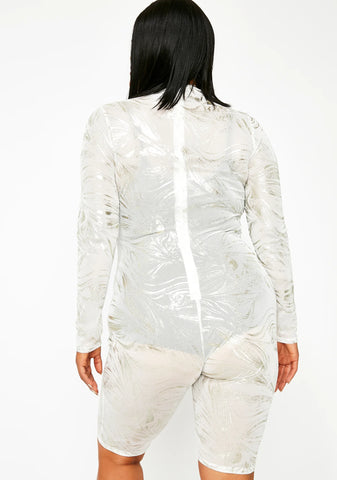 Lightening Silver Blaze Metallic Catsuit