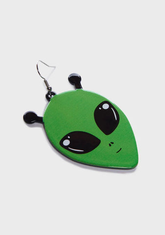 Come In Peace Alien Drop Earrings