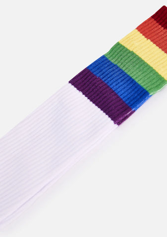 Rainbow Rugby Knee High Socks