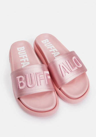 Pink Metallic Reggie Platform Slides