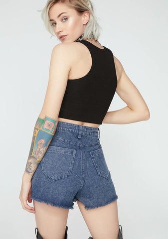 Indigo Line Of Attack Denim Shorts