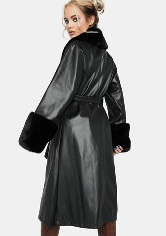 Heart Beat Here Vegan Leather Trench Coat
