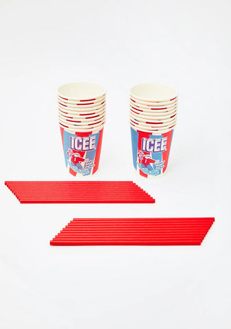 Icee Paper Cups & Straws Set