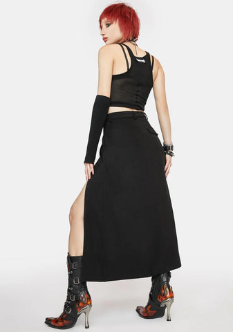 Side Split High Waist Midi Skirt