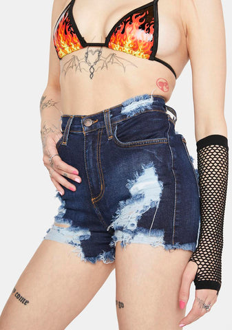 Totally Trashed Denim Shorts