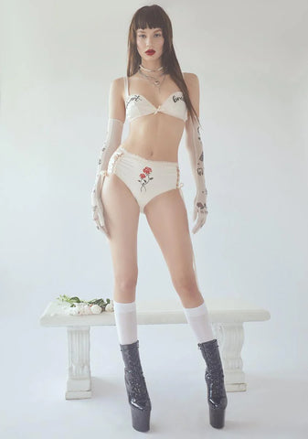 Luv Triangle Graphic Satin Lingerie Set